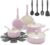 GreenLife 16-Piece Nonstick Cookware Set, Non-Toxic Ceramic Pots and Pans Set, Durable Healthy Kitchen Essentials, Fast Heating, Induction Ready, Easy Clean Dishwasher Safe, PFAS-Free, Blush Pink