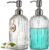 JASAI 2PACK 18 Oz Glass Soap Dispenser with Rust Proof Stainless Steel Pump, Refillable Hand Soap Dispenser with Vertical Stripe, Premium Bathroom soap Dispenser for Kitchen & Bathroom
