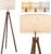 ELYONA Wood Tripod Floor Lamp, Mid Century Reading Standing Lamp with 3 Color Temperatures & Linen Shade, Modern Night Light for Bedroom, Farmhouse, Living Room, Office, 9W LED Bulb Included, Brown