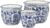 Galt International Blue & White Round Fluted Classic Floral Porcelain Ceramic Plant Flower Planter Pot Set of 3 (7.5″, 10″, 13″) Garden Pots Chinese Asian Design
