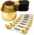 Magnetic Measuring Cups & Spoons Set, Strong N45 Magnets, Heavy Duty Stainless Steel Fits in Spice Jars for Baking & Cooking, BPA Free, Round Set of 15 with Leveler,Gold