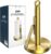 theaoo Heavy-Duty Stainless Steel Paper Towel Holder with Tension Arm – Easy One-Handed Tear, Modern Standing Countertop Dispenser for Kitchen, Holds All Paper Towel Rolls (1, Gold)