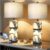 Scenekoy 27″ Alabaster Table Lamps Set of 2 with Night Light for Living Room Bedroom, Nightstand Lamps with Linen Shade, Modern Bedroom Lamps with USB A+C Ports for Living Room Office (Bulb Included)