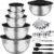 WEPSEN Mixing Bowls Set, 25PCS Stainless Steel Mixing Bowl with Lid Set, Large Nesting Bowls 7, 4.5, 3,2, 1.5QT, Measuring Cups and Spoons Baking Utensils Metal Bowl for Kitchen Prep