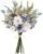 Fake Artificial Flowers Bouquet for Decoration, Silk Floral Arrangements Faux Flowers Plant Wedding Bride Bouquets Tables Centerpieces for Rustic Home Decor Indoor Vase Floral Table Decor (Blue White)