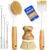 Holikme 6 Pack Dish Brush Scouring Pad Set with Bottle Brush, Dish Brush, Palm Scrub Brush and Straw Brush, Dish Scrubber Long Handle for Dish Bottle Cup Pot Pan Iron Abrasive Cup Brushes, Yellow