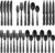 Hiware 24 Pieces Matte Black Silverware Set with Steak Knives for 4, Stainless Steel Flatware Utensils Set, Hand Wash Recommended