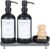 [Luxury] Kitchen Soap Dispenser Set – 16OZ Black Glass Bottle, Stainless Steel Pump, Instant Dry Tray, Waterproof Labels, Non-Slip Silicone Pad, and Dish Brush | Upgrade for Your Kitchen and Bathroom