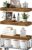 QEEIG Bathroom Shelves Over Toilet – Wall Mounted Floating Shelves Toilet Paper Storage Small Farmhouse Decor Shelf 16 inch Set of 3, Rustic Brown (019-BN3)