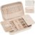 Lolalet Travel Jewelry Case for Women Girls, Travel Jewelry Organizer Box with Mirror & Clear Storage Bag, Small Portable Earring Necklace Bracelet Ring Case, Birthday Valentine Gifts -Medium, White