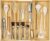 Fabsome Silverware Organizer for Cabinet Drawer, Expandable from 16.7” to 30” Wide Bamboo Wood Flatware Tray for Large Kitchen Drawers, Cutlery Utensil Holder