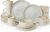 Famiware Star Dinnerware Set with Mugs, Service for 4 (16pcs), Ribbed Stoneware Plates and Bowls Dishes Sets – Chip & Scratch Resistant, Microwave & Dishwasher Safe, Cappuccino White