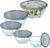 ENVTEK Thick Glass Mixing Bowls with Airtight Lids Set, 5-Piece Nesting Bowls for Baking & Meal Prep, BPA Free, Dishwasher Safe, 0.5/0.8/1.6/2.7/4.4 Quart – Gray