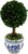 Galt International Naturally Preserved Boxwood Ball Topiary Tree in Round Hand Painted Blue & White Ceramic Pot Planter – European Rococo Home Decor Classic Chinoiserie Small 11″ Tall Topiary