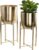 CosmoLiving by Cosmopolitan Metal Indoor Outdoor Planter Dome Large Planter Pot with Removable Stand, Set of 2 Planters 19″, 22″H, Gold | Large planter pots with removable plant stand indoor outdoor use, not watertight