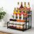 Coffee Syrup Rack Organizer, 3-Tier | Metal Bottle Holder, Holds 12 Bottles, Rustic Countertop Display Shelf, For Coffee Bar, Kitchen Cabinet, Pantry