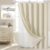 MitoVilla 3 in 1 Shower Curtain Set, Neutral Modern Slub Textured Fabric Shower Curtain and Clear PEVA Liner Set with 12 Double Sided Steel Hooks, Waterproof Fabric Hotel Bathroom Curtain-72×72