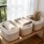 3 Pack Woven Rope Storage Baskets for Shelves,13.5″×11″×9.5″ Storage Bins with Handles,Empty Gift Baskets,Nursery Organizer for Toys,Towels,Books,Closet,Living Room,Bedroom (White & Brown)