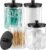 TIPGO Glass Qtip Holder Dispenser – 10 oz Clear Canister Apothecary Jar, Bathroom Vanity Storage Organizer Set for Cotton Swabs, Pads, Floss Picks, Small Containers for Makeup Storage (4 Pack, Black)