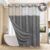 FADOTY No Hook Shower Curtain and Snap in Liner Set Grey Tufted Chevron Striped Cloth Waterproof Washable Fabric Boho Gray Bath Curtain with See Through Mesh Top Window for Bathroom Hotel 71″ x 74″