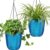 QCQHDU Hanging Planters for Indoor Plants, 2-Pack, 7.2 Inch, Klein Blue | Plastic, Self Watering Plant Hanger, with Drainage Holes, 3 Hooks Chains, For Garden Home
