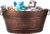 BREKX Indestructible Metal Dog Toy Bin – Copper Galvanized Storage Bin with Handles, Pet Storage Organizer – Ropes, Blankets, & Leashes, Bone Design Pet Toy Box (15-Quart)