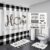 LQCOOL Black and White Shower Curtain Set Home Sweet Home Bathroom Sets with Rugs,Rustic Plaid Bathroom Shower Curtain Set with Carpet Bath Mat Toilet Rugs