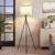 Floor Lamp for Living Room, 61” Modern Tripod Floor Lamps with White Shade & Rotary Switch, Black Floor lamp for Bedroom, Office, Simple Design Lamp