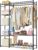 Wardrobe Closet,Portable Clothes Rack with 4 Tiers Shelves,Freestanding Closet Organizers and Storage System with Hanging Rods,Steel Clothing Rack Suitable for Cloakrooms,Bedrooms,Entrances,etc.Black