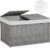 SETVSON Storage Basket with Lid, PE Rattan Woven Storage Baskets with 2 Separate Lids, 17.2 Gallon (65 L), 22.2 x 13 x 13.8 Inches, 2 Removable Liner Bags Handles for Bedroom, Laundry Room Gray