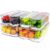 SMRCAD 6 Pack Clear Fridge Organizer Bins with Drain Trays – Stackable | BPA-Free PET, 6 Pack: 6 lidded Bins (Not drawer), Helps Keep Produce Fresh, 14L Capacity, Hand Wash Only