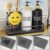 Moforoco Kitchen Dish Soap Dispenser Set, 16OZ Glass Bottle, Hand and Dish Soap Dispenser Set, Instant Dry Tray, Brush Holder with Smiley Face Sponge Holder (Black Tray+Black&White Bottle)