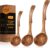 Wooden Ladle for Soup, 3 Size Teak Wood Ladle Spoon with Back Hooks, Heat Resistant Wooden Spoons for Cooking, Non-Stick, Comfortable Grip, Wood Kitchen Utensils Set for Serving, Stirring