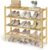 SONGMICS Bamboo Shoe Rack for Closet, Stackable Shoe Oragnizer with Modular Structure, Space-Saving Free Standing Shelf for Entryway Bedroom, 4-Tier, Holds 15-20 Pairs, Natural Color ULBS054YL01