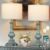 Farmhouse Table Lamps Set of 2, 26″ Vintage Rustic Touch Control 3-Way Dimmable Bedside Lamp with USB A+C Ports & AC Outlet, Blue Nightstand Lamp for Living Room Bedroom End Table(LED Bulbs Included)