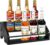 Mini Coffee Syrup Rack, 2-Tier | Syrup Bottles Holder, Liquor Bottle Display Shelf, Rustic Wooden Countertop Organizer, For Coffee Bar, Spirits, Tea
