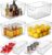 Hudgan Set of 8 Clear Plastic Storage Bins 4 Large and 4 Small Stackable Storage Containers for Pantry Organizers and Kitchen Storage, Cabinet, Freezer, Under Sink Organization