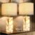 Scenekoy Alabaster Table Lamp Set of 2 with Night Light for Bedroom Living Room, 23″ Rotary Switch Bedside Lamp with Linen Shade, Modern Nightstand Lamps for Room Office Dorm (Bulb Included)