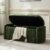 VKNOW 46″ Oval Storage Ottoman Bench, Upholstered End of Bed Bench Ottomans Bench Foot Rest, Sherpa Storage Bench for Bedroom, Living Room and Hallway, Green