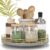 9″ Wooden Lazy Susan Turntable for Cabinet – Rotating Spice Rack Organizer, Small Gray Kitchen Countertop Tray for Dining Table & Pantry Storage