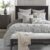 Madison Park King Comforter Set, Removable 100% Cotton Duvet Cover King Size with Insert, Farmhouse Bedding, Textured Stripe Clipped Jacquard Accent, King, Grey 9 Piece
