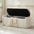 VKNOW 46″ Oval Storage Ottoman Bench, Upholstered End of Bed Bench Ottomans Bench Foot Rest, Sherpa Storage Bench for Bedroom, Living Room and Hallway, Beige