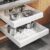Seinloes 2Pack Expandable Pull Out Cabinet Organizer 21″Deep With Raising Pad for Framed Cabinets, Upgrade 3 Slide Rails Slide Out Drawers, Roll Out Shelves Adhesive,Adjustable Width 12.05″-20.4″White