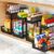 4 Pack L-Shape Under Sink Organizer, 2 Tier Pull Out Cabinet Organizer with 5-Level Adjustable Height, Double Sliding Metal Storage Rack for Kitchen Bathroom Pantry, Black