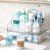 Vtopmart 6 PCS Bathroom Countertop Organizer, 1 Divided Tray with 4 Qtip Holder Jars and 1 Drawers, Restroom Clear Organizers for Toothbrush, Cotton Pads, Vanity Accessories Storage Set