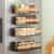 SONGMICS Strong Magnetic 4 Pack Bamboo Spice Rack for Refrigerator, Kitchen Magnetic Shelves for Washing Machine, Spice Organizers, No Drilling Needed, Ink Black UKCS062BH01