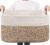 Goodpick Large Woven Blanket Basket, 21.6″ x 14.9″ x 11.8″ Storage Baskets for Organizing, Rectangle Cotton Rope Toy Basket for Living Room, Bedroom, White & Brown