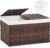 SETVSON Storage Basket with Lid Rattan Woven Storage Baskets with 2 Separate Lids, 17.2 Gallon (65 L), 22 x 13 x 13.8 Inches,Foldable, 2 Removable Liner Bags Handles for Bedroom, Laundry Room Brown