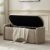 VKNOW 46″ Oval Storage Ottoman Bench, Upholstered End of Bed Bench Ottomans Bench Foot Rest, Sherpa Storage Bench for Bedroom, Living Room and Hallway, Light Brown