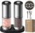 TOMEEM Rechargeable Electric Salt and Pepper Grinder Set, 115ml Large Capacity Stainless Steel Automatic Pepper Mill with Storage Base, LED Display and Light (Silver, Black Storage Base)